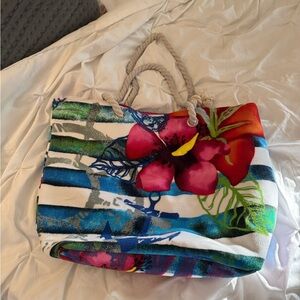 Floral Striped Tote Bag